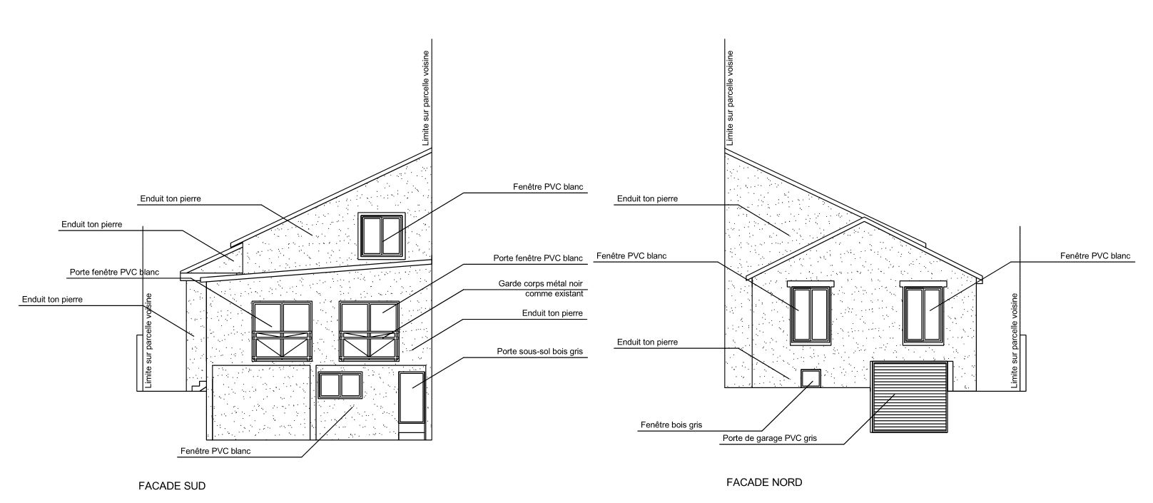 Plan de façades (Sud & Nord) - Projet